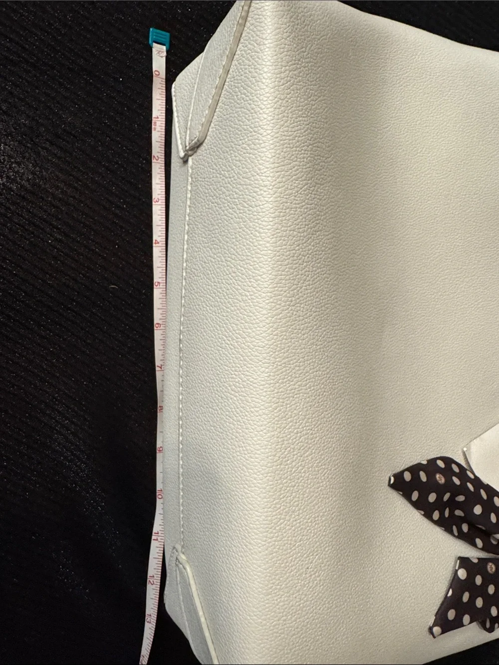 Anne Klein White Tote with Matching Pouch and Polka Dot Scarf